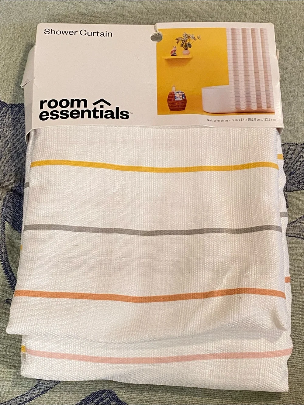 Room Essentials Multicolor Stripe Shower Curtain 72x72 New Polyester